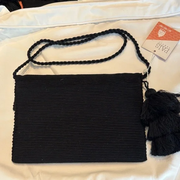 Elegant Black Crossbody Bag with Tassel by PALS - Picture 3 of 8